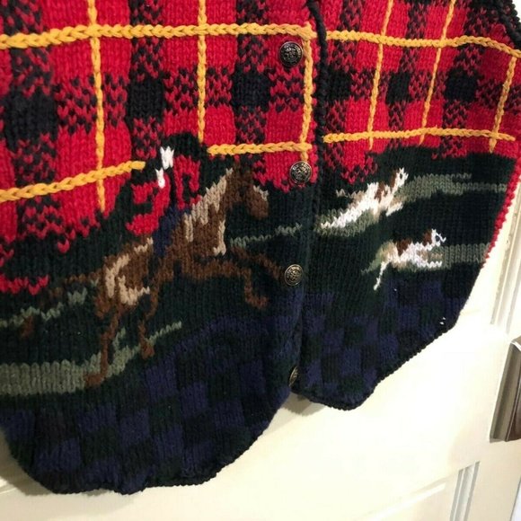 TALBOTS English Hunt Dog SWEATER VEST RAMIE COTTON - Picture 5 of 6